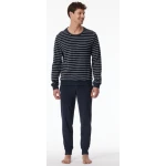 Schiesser Badstof Heren Pyjama | Blauw Gestreept | www.pietkoopmans.nl