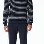 Schiesser Badstof Heren Pyjama | Blauw Gestreept | www.pietkoopmans.nl