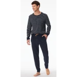 Schiesser Badstof Heren Pyjama | Blauw Gestreept | www.pietkoopmans.nl