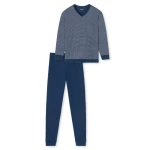 Lange Pyjama Schiesser Heren | Blauwe Print  | www.pietkoopmans.nl