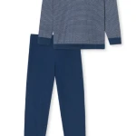 Lange Pyjama Schiesser Heren | Blauwe Print  | www.pietkoopmans.nl
