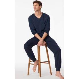 Lange Pyjama Schiesser Heren | Marine Ruit
