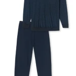 Lange Pyjama Schiesser Heren | Marine  Ruit  | www.pietkoopmans.nl