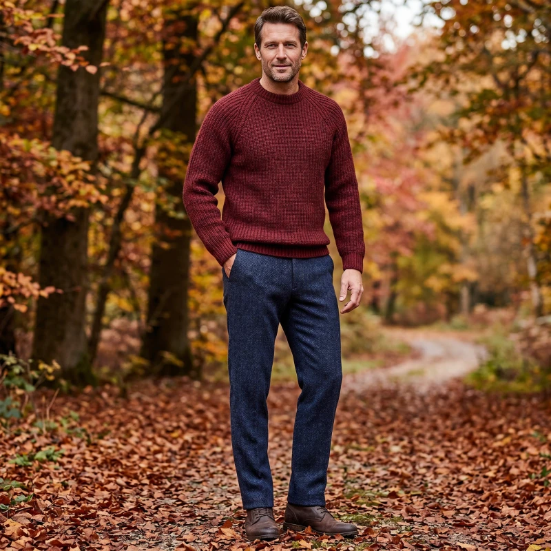 Wellington of Bilmore Tweed Broek | Blue Herringbone | www.pietkoopmans.nl