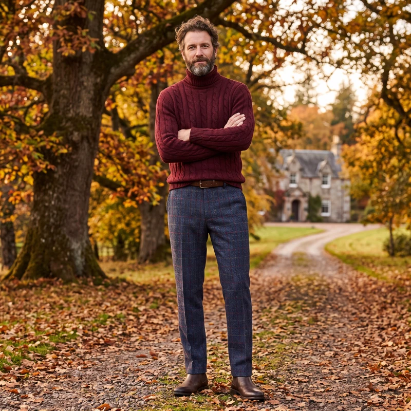 Wellington of Bilmore Tweed Broek | Blauw Geblokt | www.pietkoopmans.nl