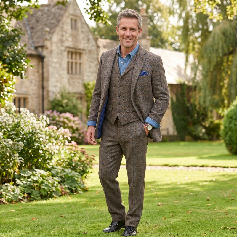 Wellington of Bilmore Harris Tweed Broek | Taupe | www.pietkoopmans.nl