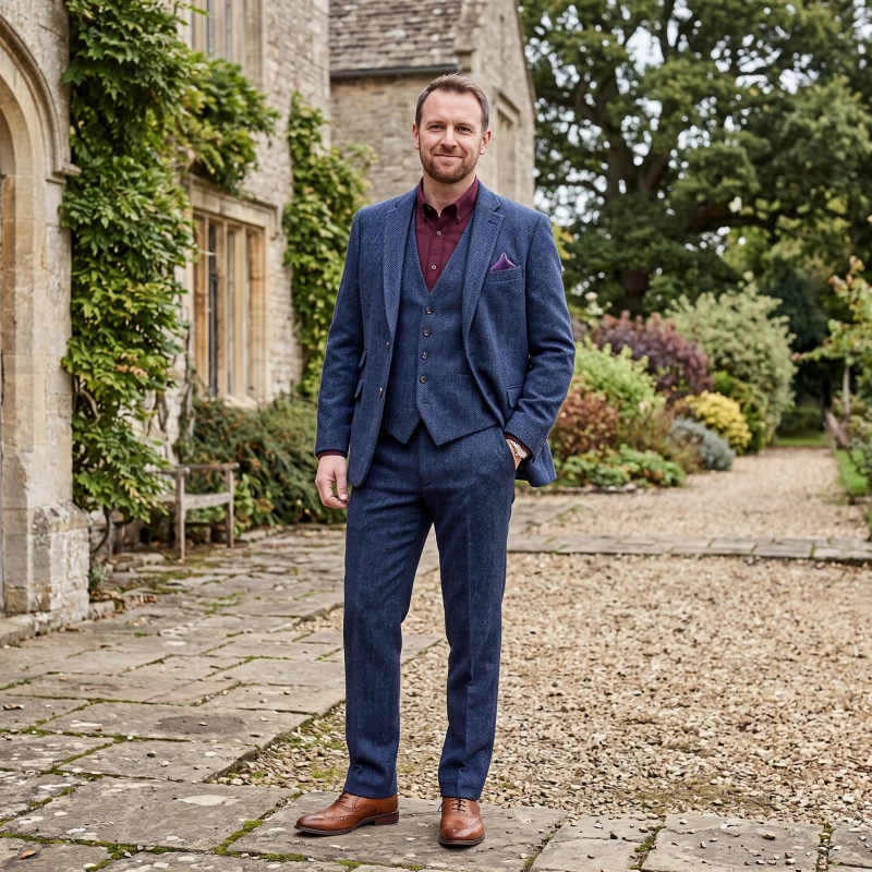 Wellington of Bilmore Tweed Broek | Blue Herringbone | www.pietkoopmans.nl