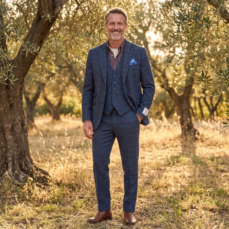 Wellington of Bilmore Tweed Broek | Blauw Geblokt | www.pietkoopmans.nl