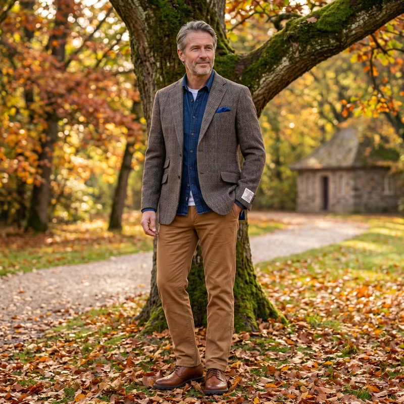 Colbert Harris Tweed Wellington | Bruin Blauwe Visgraat | www.pietkoopmans.nl