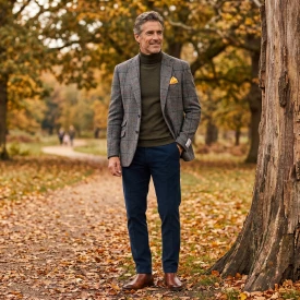 Colbert Harris Tweed Wellington | Grijs Rood Geruit