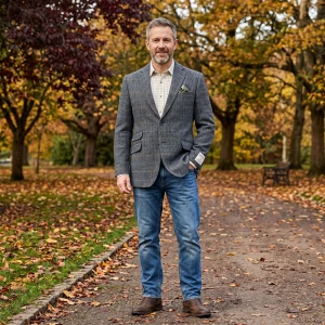 Colbert Harris Tweed Wellington | Herringbone Grey Blue