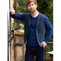 Gilet Harris Tweed Wellington | Blauw Visgraat