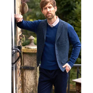 Gilet Harris Tweed Wellington | Blauw Visgraat