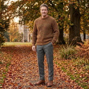 Wellington of Bilmore Tweed Broek | Olive Overcheck