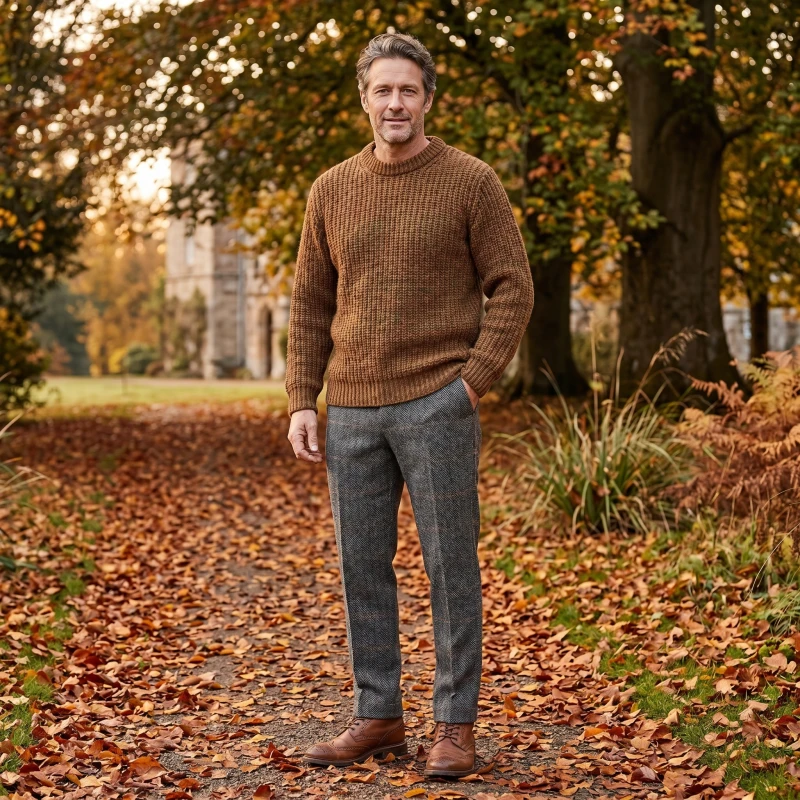 Wellington of Bilmore Tweed Broek | Olive Overcheck | www.pietkoopmans.nl